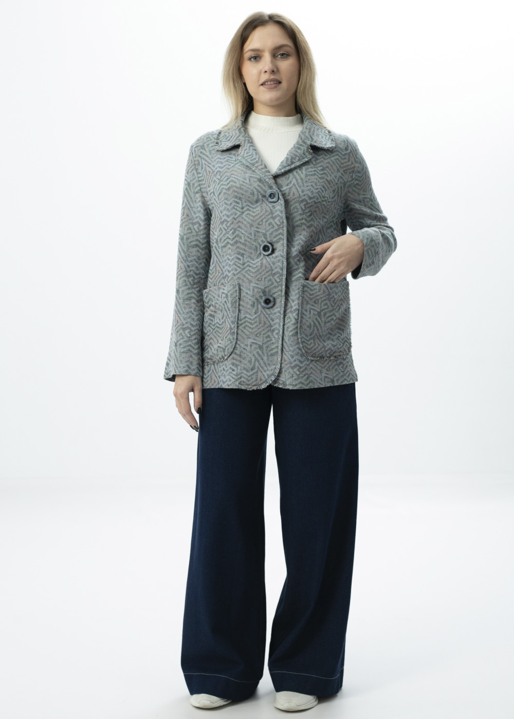 Жакет женский Мозаика цветная модель 710 лен с хлопком