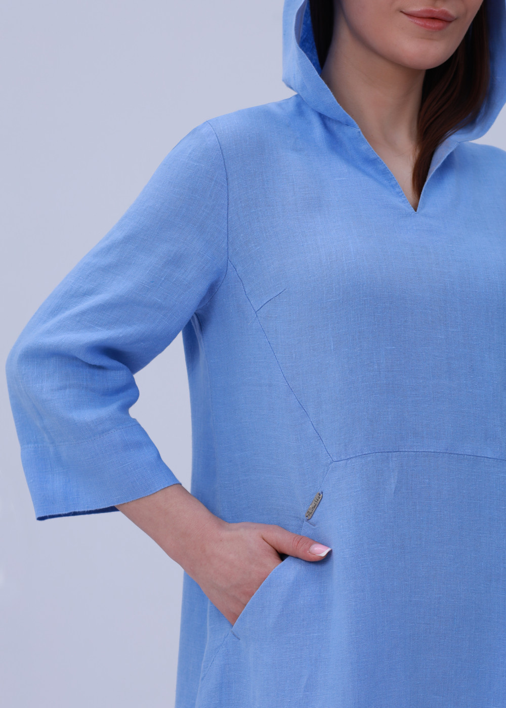 Платье женское льняное "С капюшоном" модель 426/2 лен лаванда