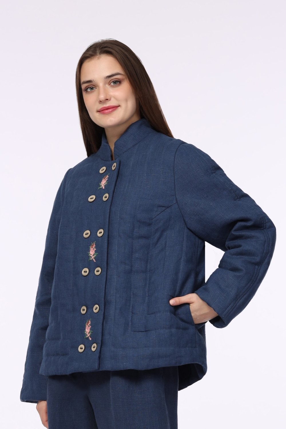 Жакет женский "Стеганый" модель 716д/1 цвет джинс