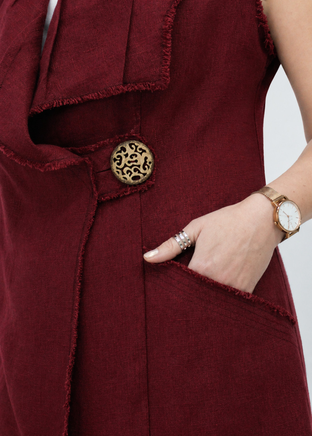 Жилет женский льняной "Шазюбль" модель 816 лен бордовый