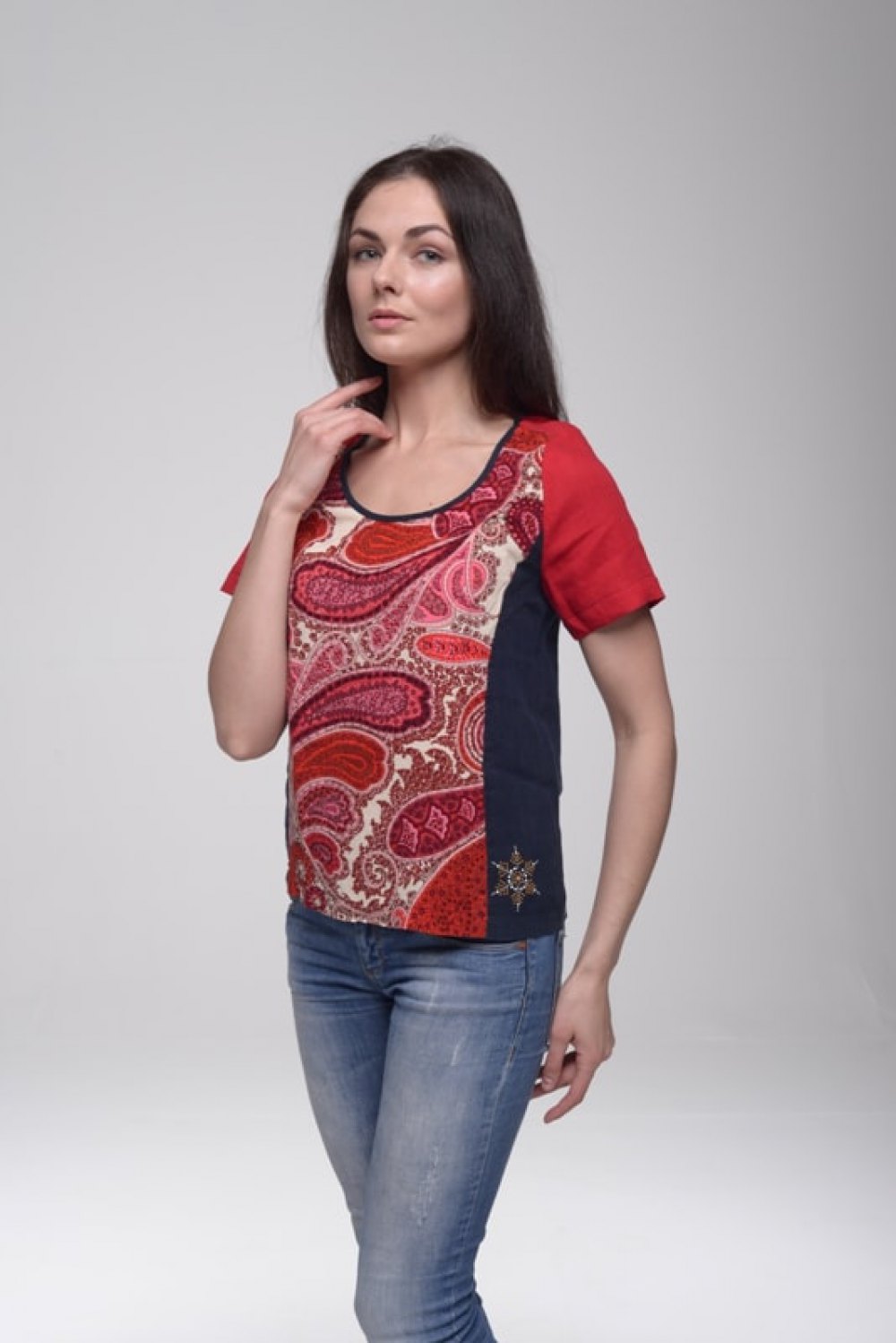 Блузка женская Алеся модель 116 красный огурчик