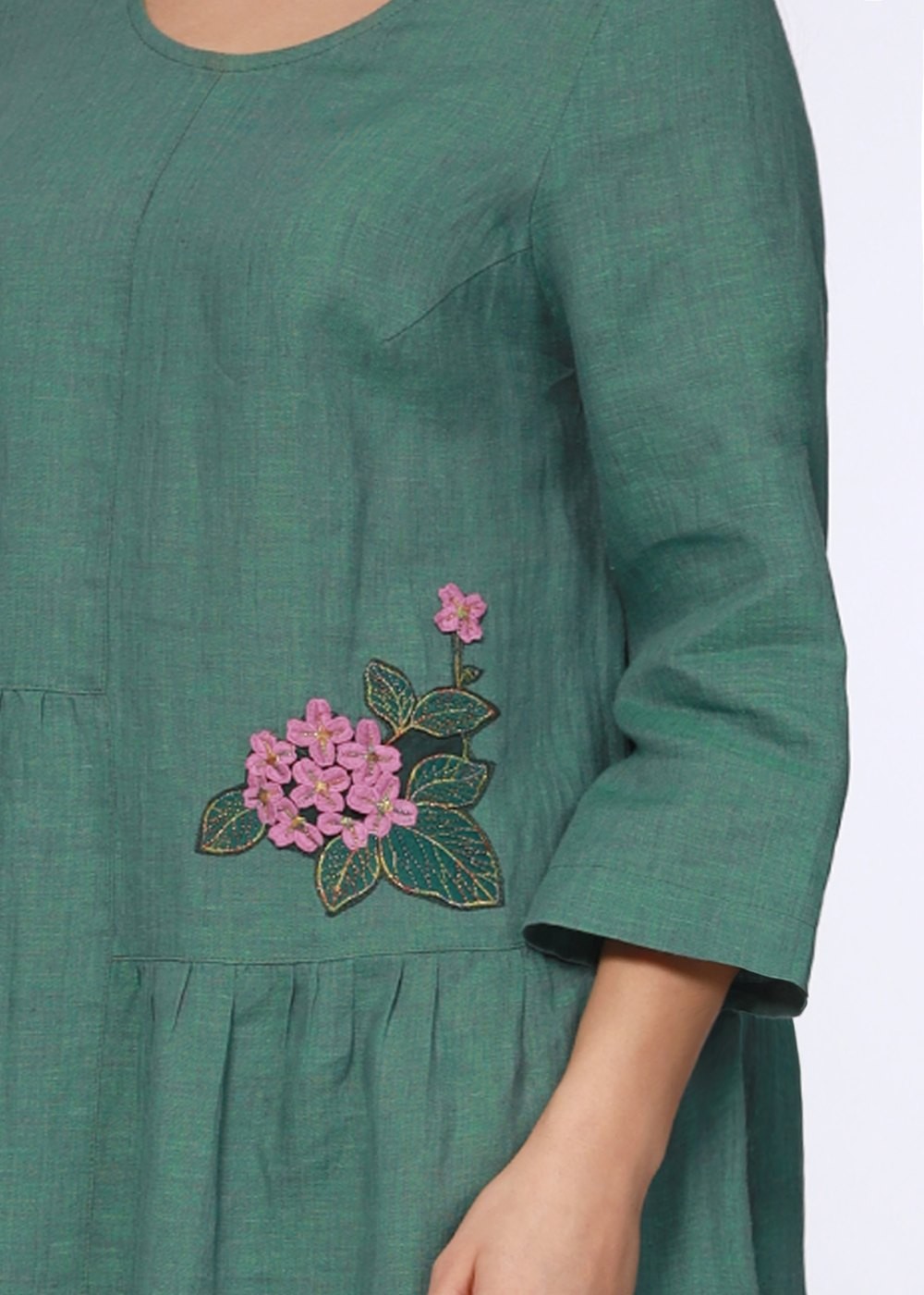 Платье женское "Амели" модель 437/1 зелено-фиолетовый лен