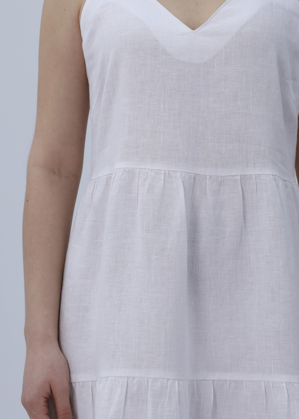 Сарафан женский льняной "Каскад" модель 470л цвет белый