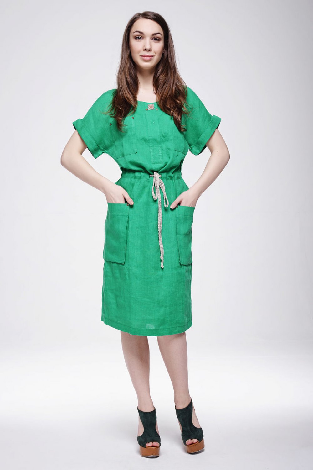 Платье женское "Сафари" модель 345/1 ярко-зеленое