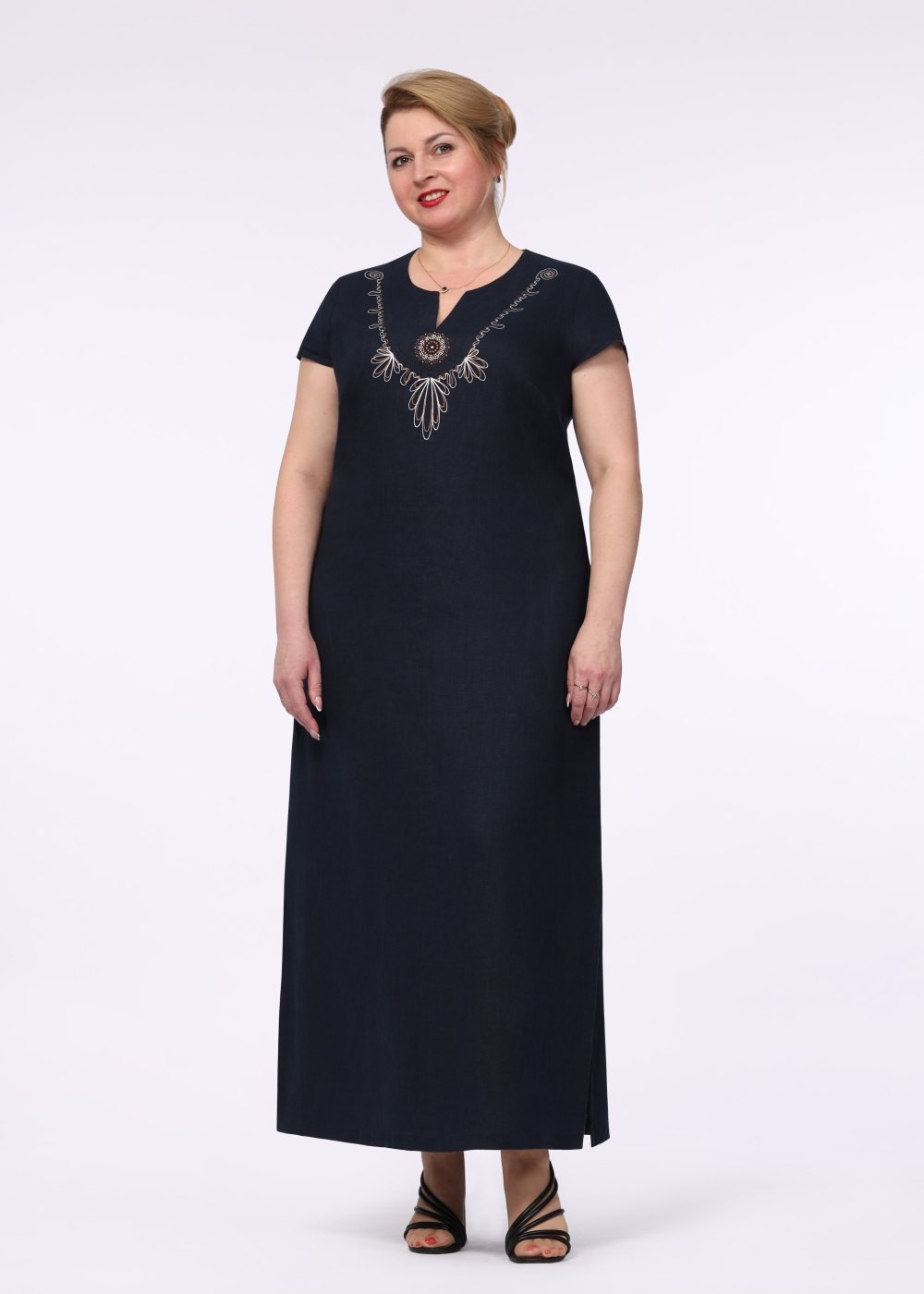 Платье с карманами модель 435в цвет темно-синий
