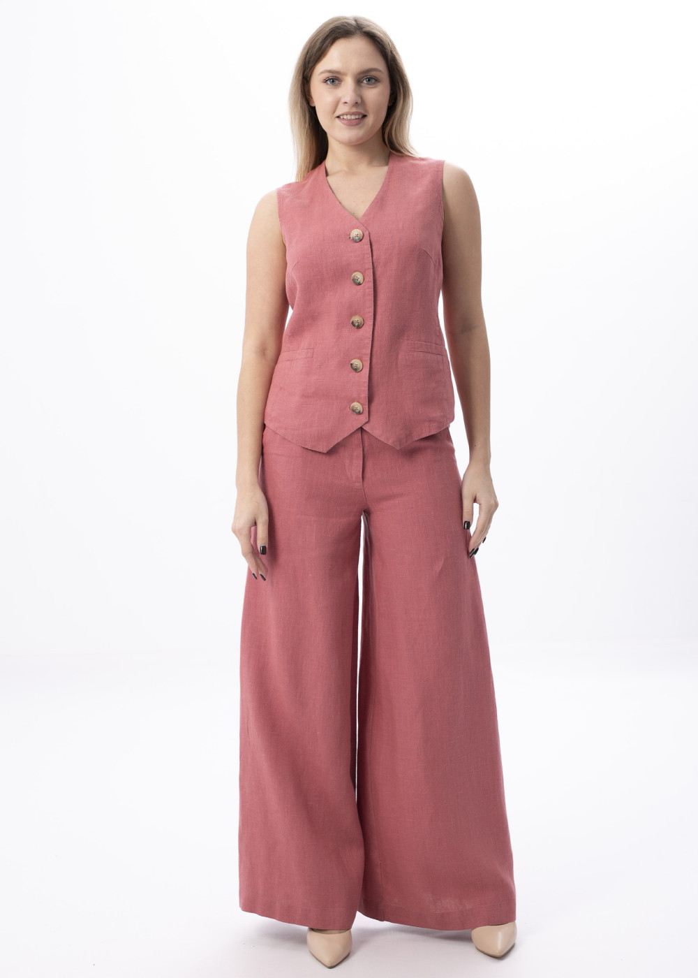 Брюки женские льняные модель 505л пыльная роза