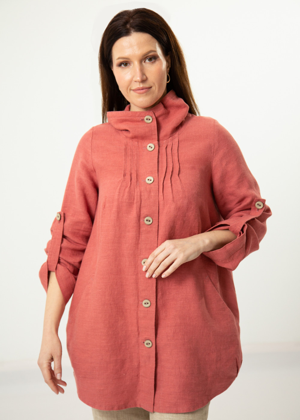 Жакет женский льняной "Фрида" модель 840 цвет пыльная роза