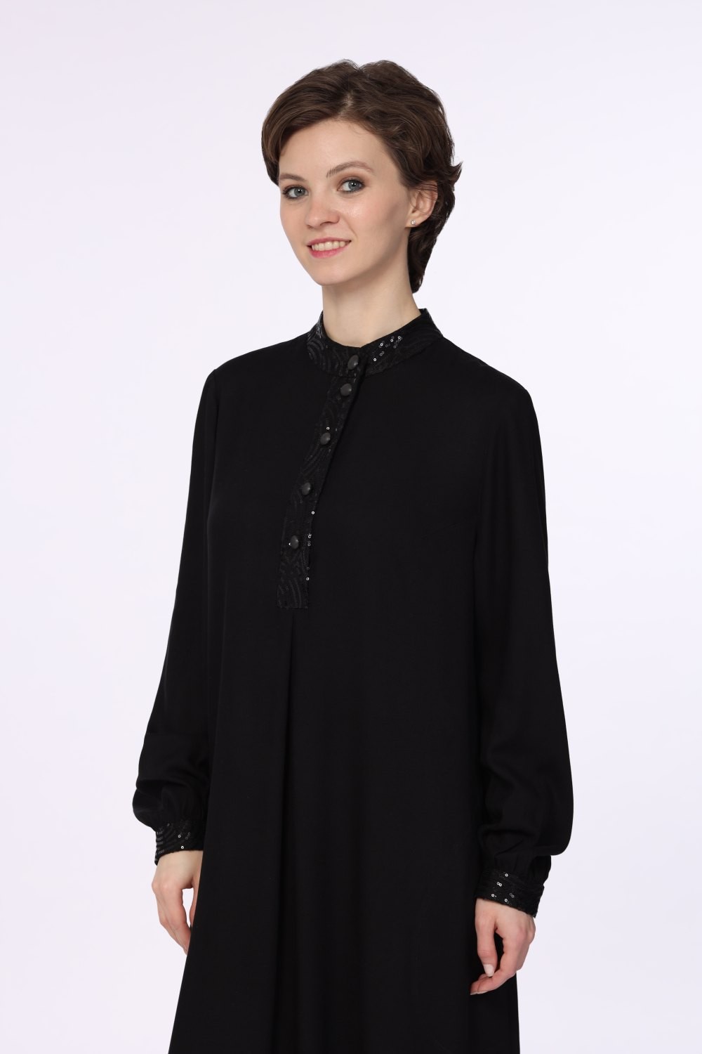 Платье женское "Фатима" с пайетками модель 679вп вискоза черная