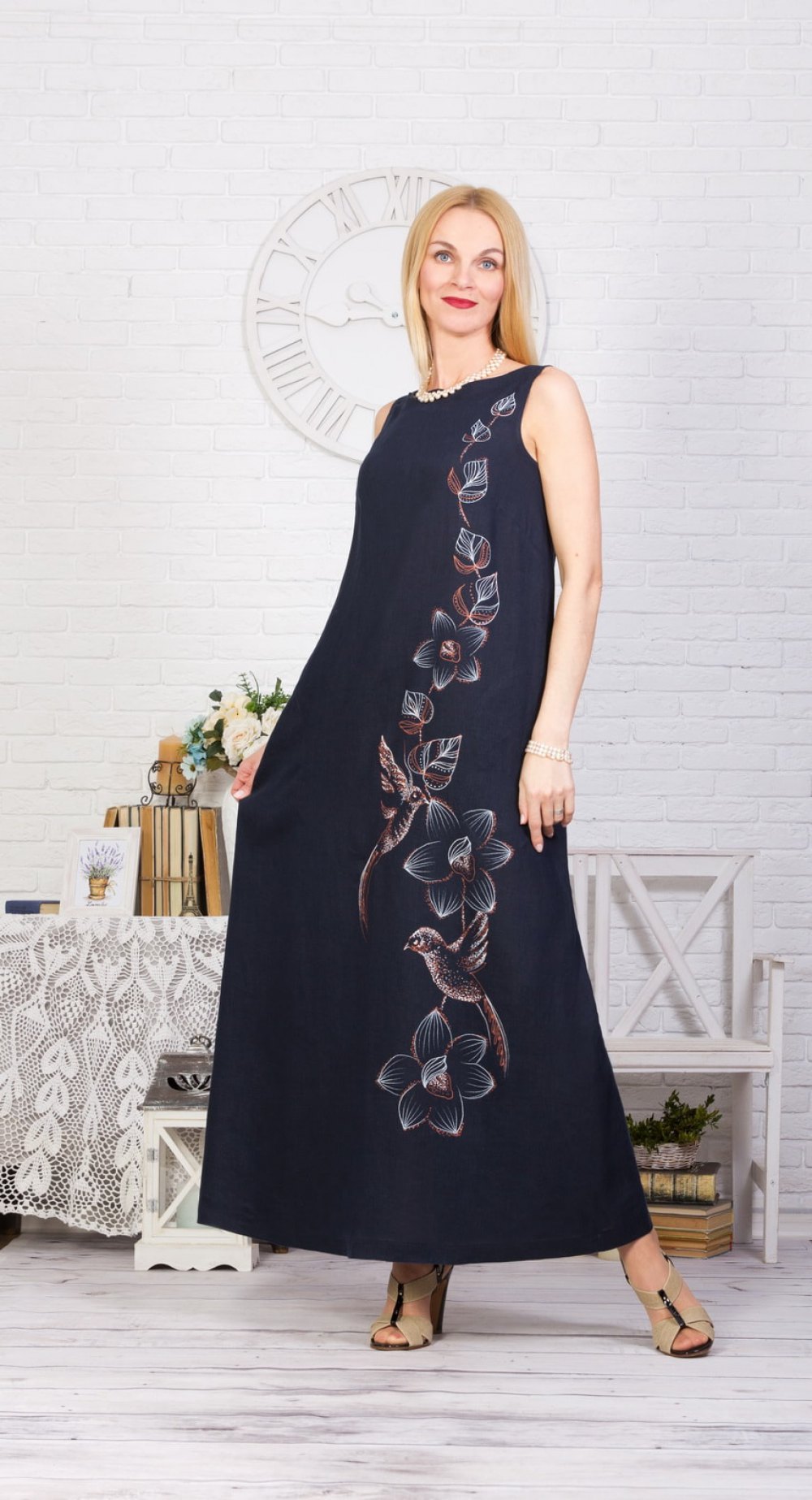 Платье женское "Дама" модель 387/1 темно-синее