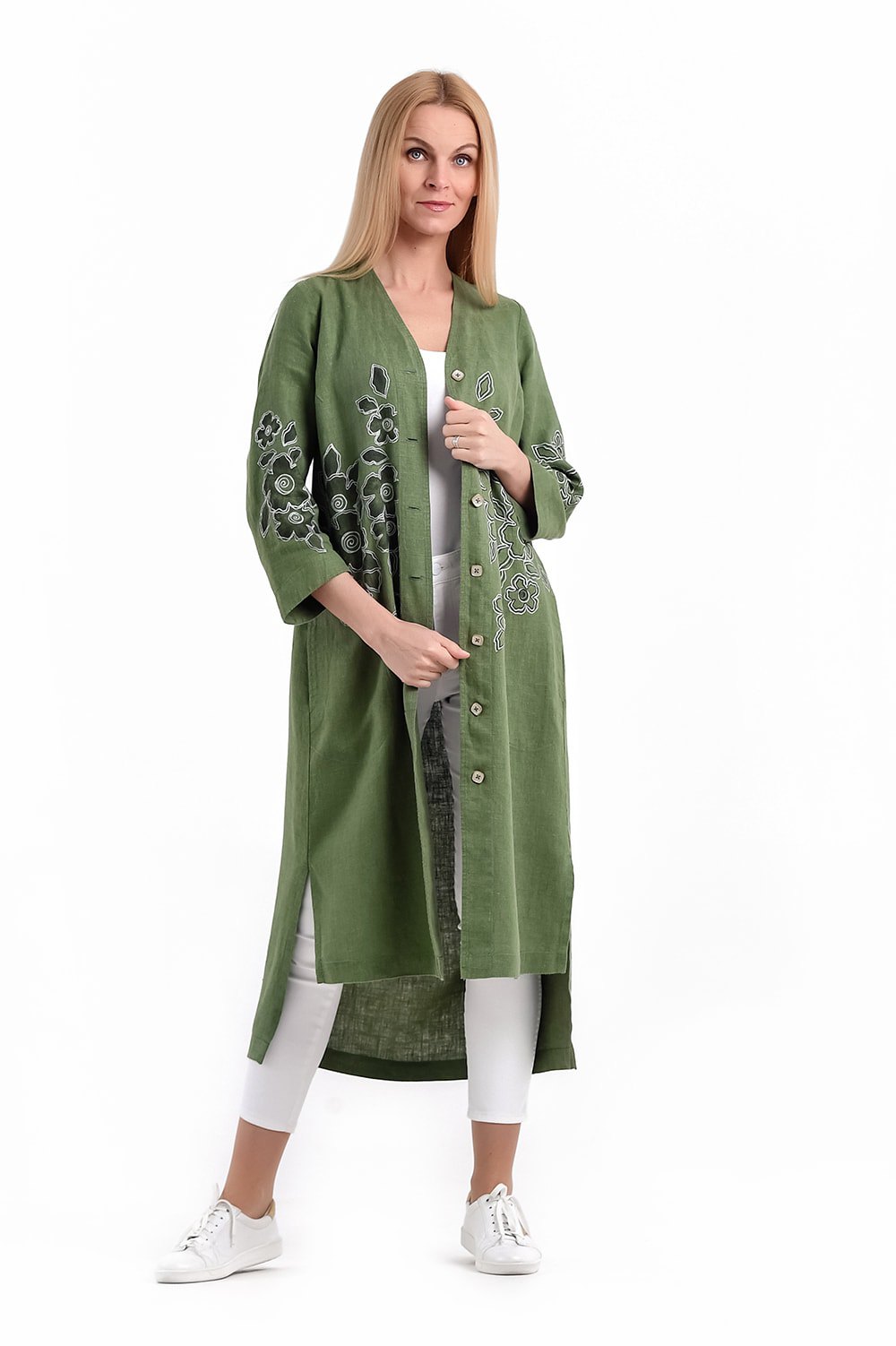 Платье женское "Халат на пуговицах" модель 443/1 светло-зеленый