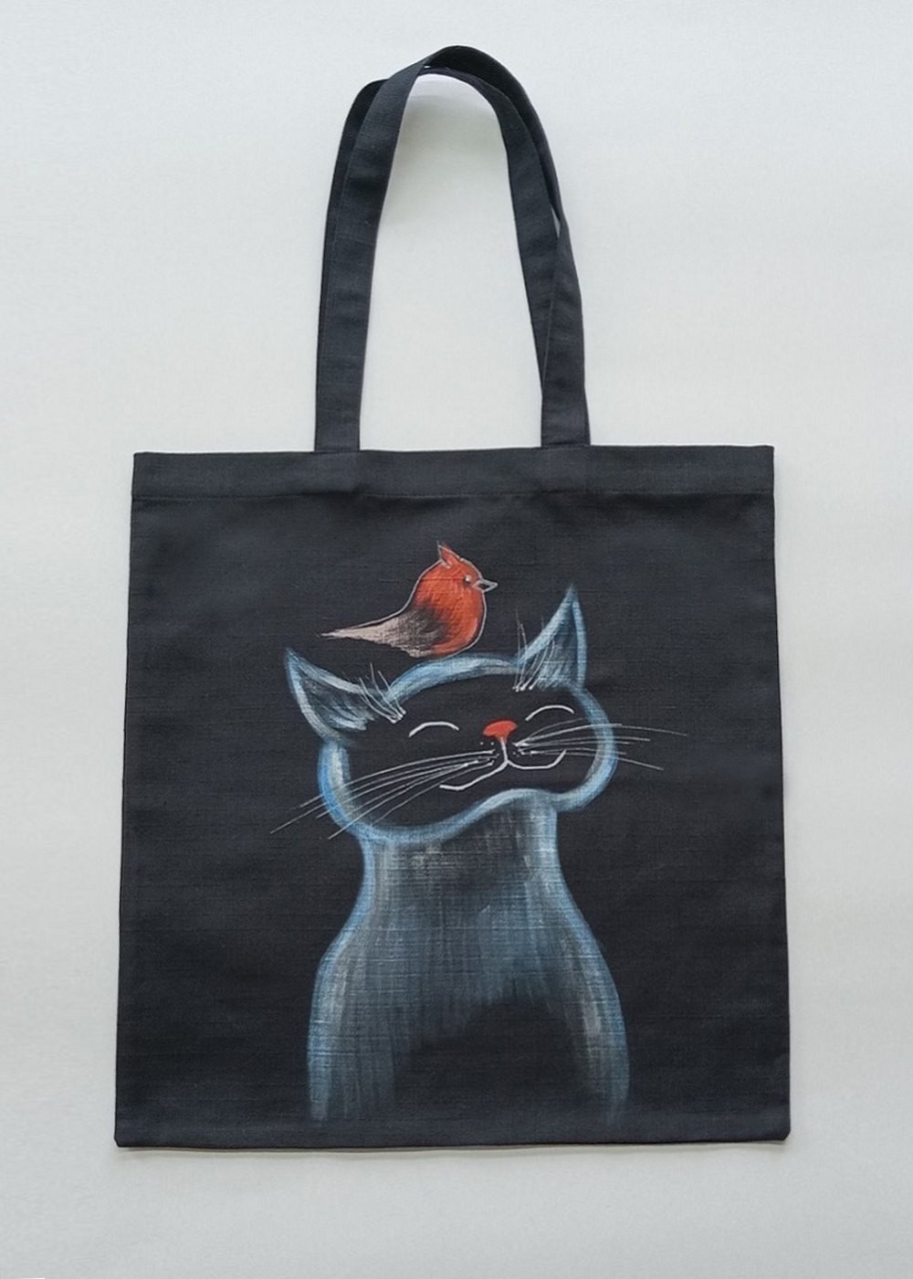 Сумка женская Шоппер с росписью модель 857р хлопок черный