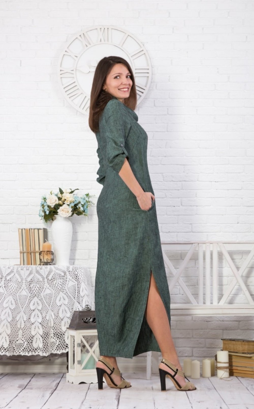 Платье женское "Соло" модель 378/5 зеленый меланж