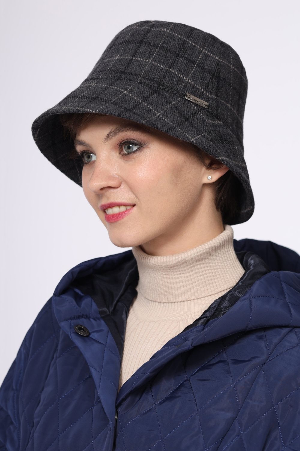 Шапка женская "Драповая" модель 907/8 цвет: клетка