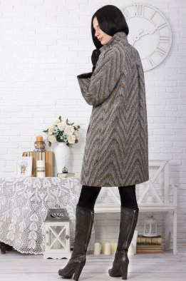 Пальто женское "Тюльпан" модель 011 серо-бежевое