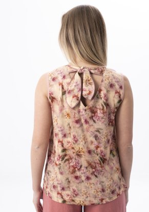 Блузка женская "топ Завязки" модель 139 пудровый лен с вискозой