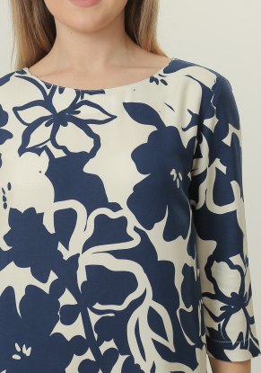 Платье женское "Дама" миди модель 341 вискоза синие цветы