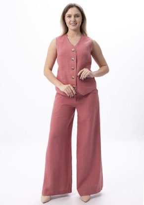 Брюки женские льняные модель 505л пыльная роза