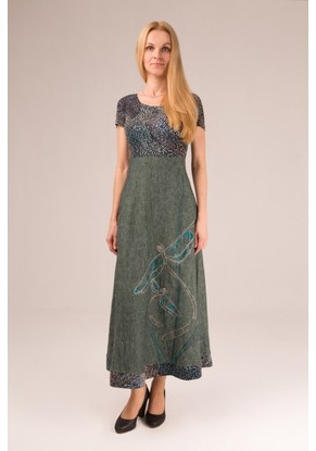 Платье женское "Матрешка" модель 302/2 зеленый меланж