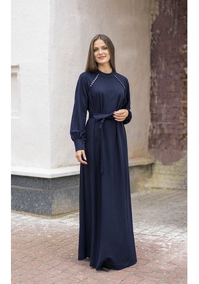 Платье женское "Макси" с пуговицами модель 479 цвет синий