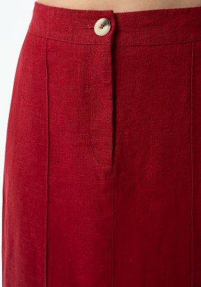 Юбка женская льняная с разрезами модель 221 клюква (пурпур)