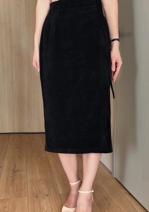 Юбка женская "На запах" модель 539 вельвет черный