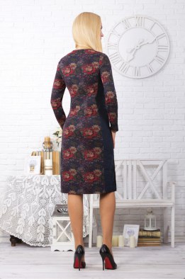 Платье женское "С пайетками" модель 695 красно-синие цветы