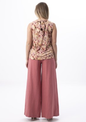 Блузка женская "топ Завязки" модель 139 пудровый лен с вискозой