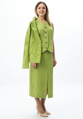 Жакет льняной женский "Тиффани" модель 720 зеленое яблоко