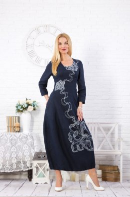 Платье женское "Звездочка Новая" модель 373/1 темно-синее
