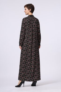 Платье женское "Марья" макси модель 475/1 вискоза розочки на черном