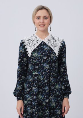 Платье женское "Каскад" модель 669/2 трикотаж цветочки на синем