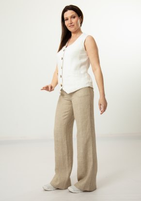 Жилет женский льняной "Классический" модель 805р белый рубчик