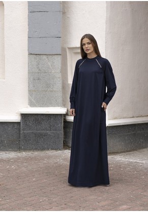 Платье женское "Макси" с пуговицами модель 479 цвет синий