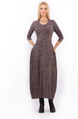 Платье женское "Звездочка" модель 671И леопард фиолетовый