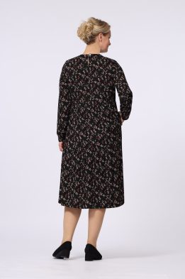Платье женское "Марина" миди модель 471п/1 цвет: цветочки на черном