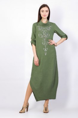 Платье женское "Соло однотонный" с росписью модель 439/2 светло-зеленое