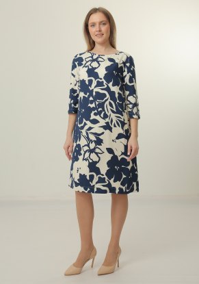 Платье женское "Дама" миди модель 341 вискоза синие цветы