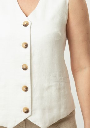 Жилет женский льняной "Классический" модель 805р белый рубчик