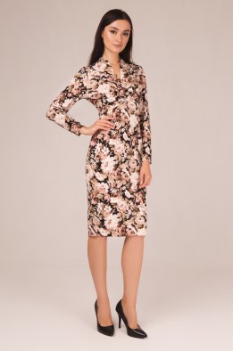 Платье женское "Ностальжи" модель 740 бежевые цветы