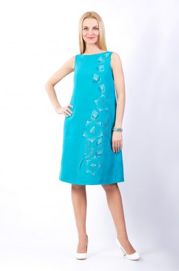 Платье женское "Дама" миди модель 394/2 бирюза