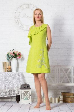 Платье женское "Монро" новая роспись модель 356/5 зеленое яблоко