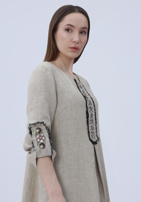 Платье женское льняное "Азалия" яблонька модель 465 светлый лен