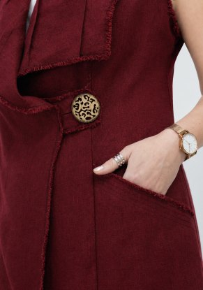 Жилет женский льняной "Шазюбль" модель 816 лен бордовый