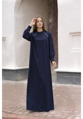 Платье женское "Макси" с пуговицами модель 479 цвет синий