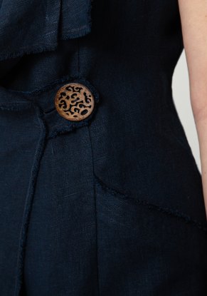 Жилет женский льняной "Шазюбль" модель 816 лен темно-синий