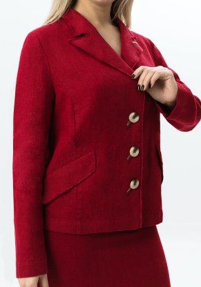 Жакет льняной женский "Тиффани" модель 720 клюква (пурпур)