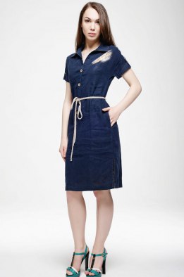 Платье женское "Шагал" с надписью модель 424/1 темно-синее