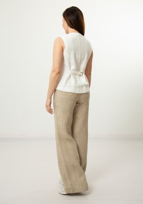 Жилет женский льняной "Классический" модель 805р белый рубчик