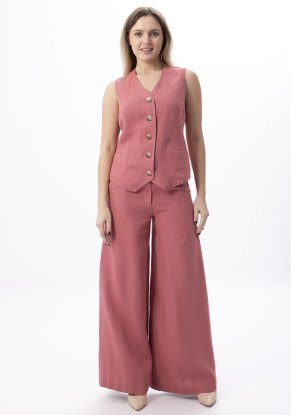 Брюки женские льняные модель 505л пыльная роза