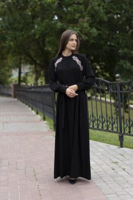Платье женское "Макси" с кружевом модель 480 цвет черный